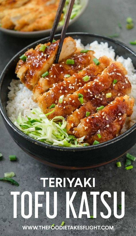 Crispy Tofu Katsu, Vegan Katsu Tofu, Tofu Asian Recipe, Shredded Tofu Recipe, Vegan Teriyaki Tofu, Seven Spice, Tofu Katsu, Vegan Teriyaki, Asian Tofu