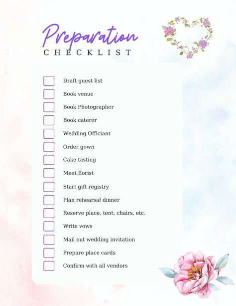 Ace Your Wedding Planning with Our Digital Dream Team: The All-Inclusive Wedding Preparation Checklist 

Forget the stress, embrace the joy! Our meticulously crafted Digital Wedding Preparation Checklist is your secret weapon for a seamless and unforgettable celebration. From popping the champagne at the engagement party to the final dance at the reception, this checklist has you covered.  Download instantly and say goodbye to wedding planning overwhelm – we'll make sure no detail gets lost in the whirlwind. 
.#WeddingPlanning #BrideToBe #WeddingInspiration #EventPlanning #DreamWedding Engagement Party Checklist, Wedding Preparation Checklist, Wedding Checklist Detailed, Wedding Planning List, Wedding Processional, Planning List, Wedding Checklists, Checklist Wedding, Preparing For Marriage