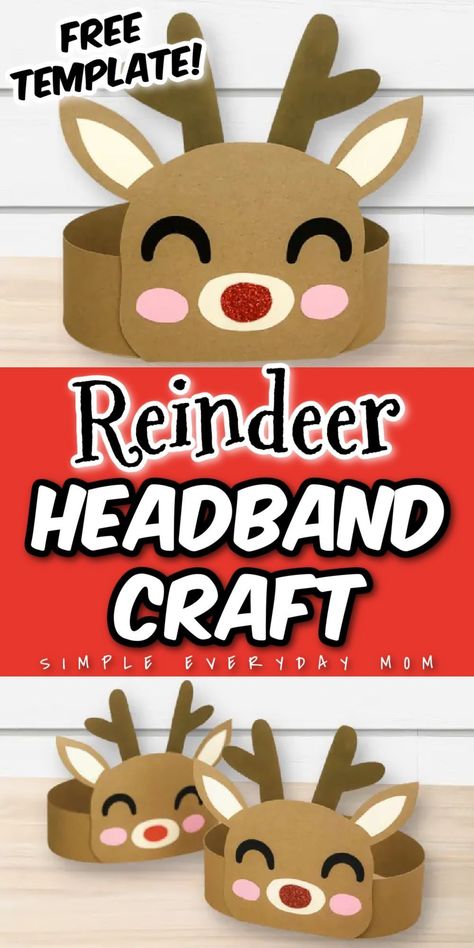 This reindeer headband craft is perfect for a Christmas movie night! Cozy up with your kids watching Rudolph the Red Nosed Reindeer & make this adorable reindeer headband craft! It has a FREE printable template that's easy to make and fun to play with. Grab your supplies and try this craft today!