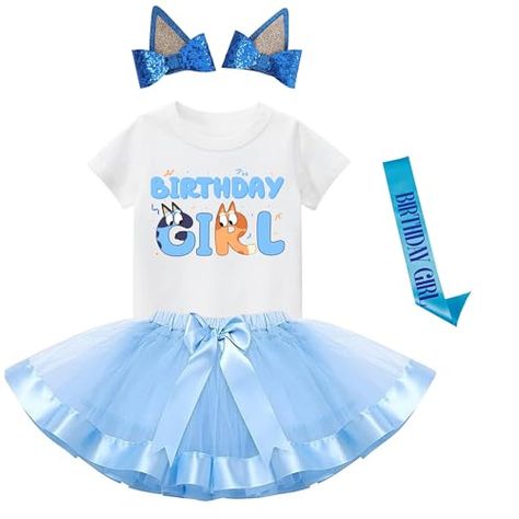 Gifts For Girls Birthday, Bluey Birthday Party, Birthday Girl T Shirt, Bluey Birthday, Birthday Party Outfits, Amazon Clothes, Birthday Girl Outfit, Satin Sash, Birthday Girl Shirt