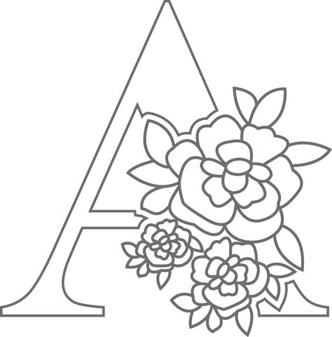 Letter A Design Flower, Flower Art Work, Alphabet Flowers, Name Coloring Pages, Coloring Letters, Monster Truck Coloring Pages, Mermaid Coloring Book, Alphabet Embroidery, Farm Animal Coloring Pages