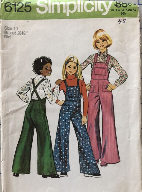 70s Overalls, 70s Sewing Patterns, Style Overalls, Girls Bib, Easy Stitch, Century Clothing, Simplicity Sewing, Pattern Ideas, Simplicity Sewing Patterns