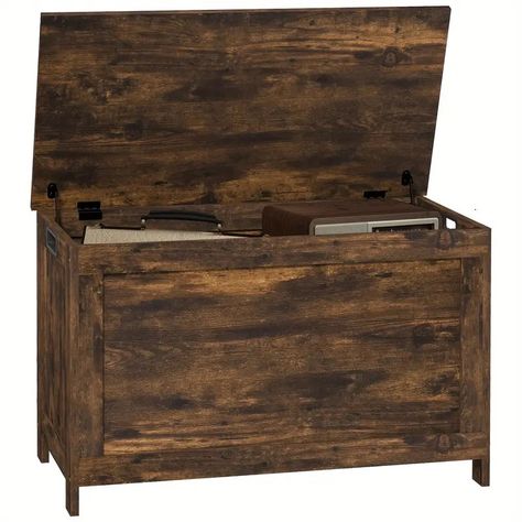 Storage Chest Wooden Box 2 Safety Hinges Cut Handles - Temu Chest Bench, Outdoor Storage Cabinet, Store Books, Garage Storage Organization, Storage Trunk, Living Room Entryway, Blanket Chest, Wood Chest, Wooden Chest