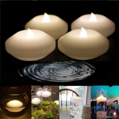 Floating Pool Candles, 5 Year Anniversary Party, Candle Water, Floating Led Candles, Bamboo Candle, 10 Year Vow Renewal, Battery Powered Candles, Burgundy And Blush Wedding, Lover Aesthetic