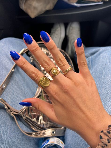 Skincare Accessories, Royal Blue Nails, Wide Nails, Nails Yellow, Blue Acrylic Nails, Summery Nails, Aesthetic Lifestyle, Blue Nail, Accessories Bag