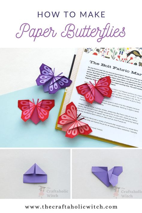 Learn how to make the cutest origami butterfly that you can use as a corner bookmark or wall decoration or as part of a mobile hanging. Butterfly Corner Bookmarks, Butterfly Sticky Note, Origami Butterfly Instructions, Origami Bookmark Corner, Origami Butterfly Tutorial, Make A Bookmark, Origami Butterfly Easy, Mobile Hanging, Butterfly Tutorial