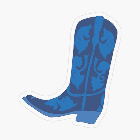 Get my art printed on awesome products. Support me at Redbubble #RBandME: https://www.redbubble.com/i/sticker/Blue-cowboy-boot-by-EllieStuart/156853106.O9UDB?asc=u Blue Cowboy Boots, Plastic Stickers, Personalized Water Bottles, Cowboy Boot, Ipad Skin, Laptop Skin, Laptop Sleeves, Cowboy Boots, Skateboard