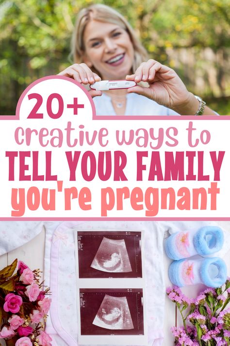 Pregnancy Announcement to Family. A list of 20+ ideas for cute, funny and creative ways of announcing pregnancy to family. Whether you want to announce it in person or on a video call from far away, during a game or with a surprise gift, to your parents or your grandparents, sisters or brothers, you are sure to find lots of inspiration here! All these ideas are perfect no matter if it’s your first, second, third, etc, child. #pregnancy #pregnancyannouncement Sisters Pregnant Together Announcement, 2nd Grandchild Announcement, How To Announce Pregnancy To Coworkers, Family Pregnancy Announcement Ideas, Pregnancy Announcement Gifts To Parents, Ideas To Announce Pregnancy To Family, Fun Pregnancy Announcement To Family, Telling Family Your Pregnant, 2nd Baby Announcement To Grandparents