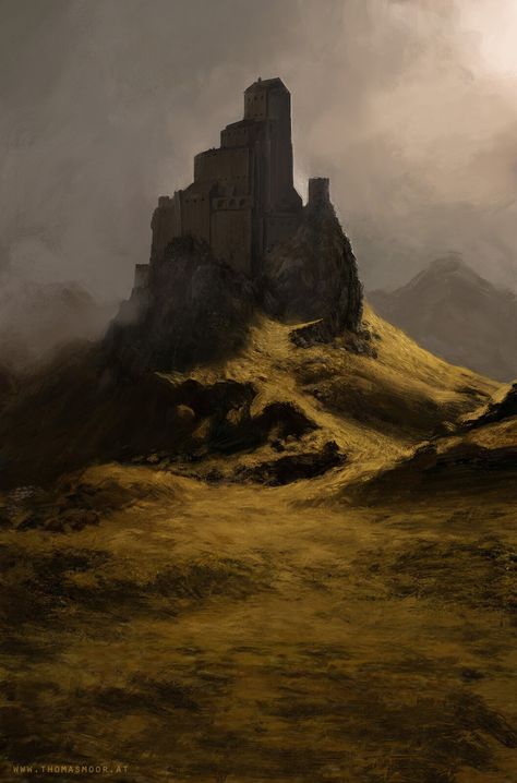 SCOTTISH CASTLE PAINTING, Thomas Moor on ArtStation at https://www.artstation.com/artwork/dKd6OK Scottish Estate, Landscape Castle, Mountain Castle, Scottish Architecture, Castle Concept Art, Scottish Fantasy Art, Castle On A Hill, Mountain Castle Fantasy Art, Scottish Castles Highlands