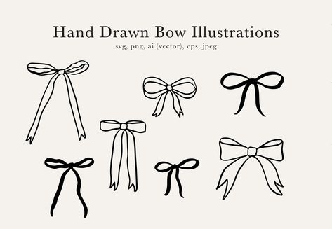 Bow Drawing, Bow Vector, Bow Svg, Bow Tattoo, Tiny Bow, Bow Clip, Bow Clips, Cute Bows, Ink Drawing