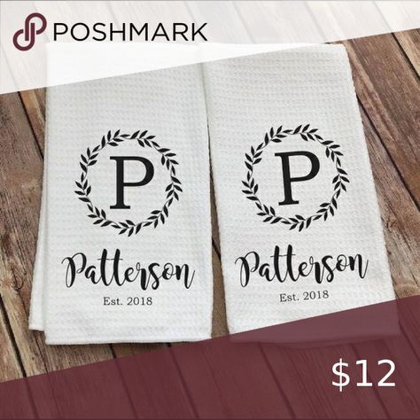 Sublimacion Ideas, Purl Bee, Cricut Wedding, Waffle Weave Towels, Monogram Towels, Cricut Projects Beginner, Custom Tea Towel, Gift Housewarming, Personalized Towels