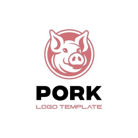 Illustration Pork Pig Farm Logo Pig Logo, Raw Pork, Pig Head, Pig Farm, Alien Tattoo, Farm Logo, Pig Farming, Logo Banners, Cityscape Photos