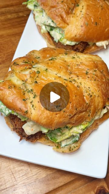 Chicken Caesar Croissant, Sandwiches With Croissants, Chicken Ceaser Croissant Sandwich, Candied Croissant Sandwich, Crosont Recipes Lunch, Chicken Ceasar Salad Croissant Sandwich, Chicken Ceasar Salad Sandwich Recipe, Crossiant Sandwich, Chicken Croissant