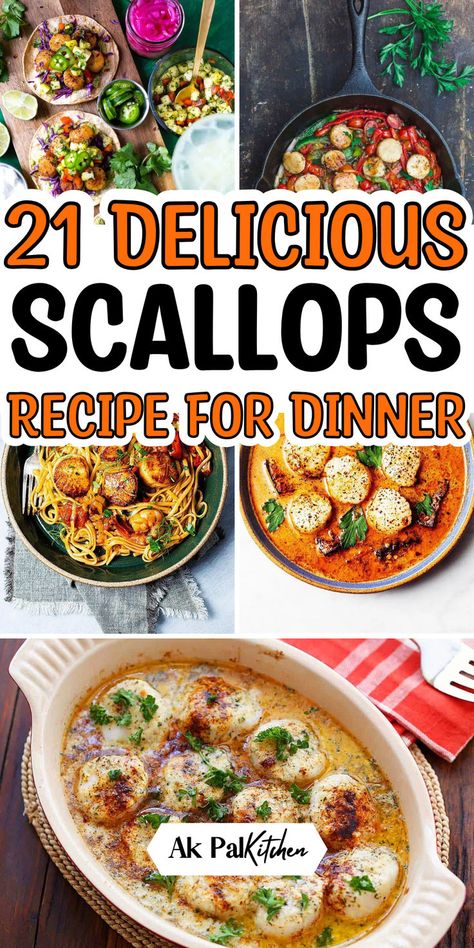 Elevate your dinner with a delectable scallops recipe for dinner. Explore a world of easy and healthy seafood recipes, including nutritious healthy scallops recipes, shrimp and scallops recipes, baked scallops recipes, crispy fried scallops recipes, and perfectly grilled scallops recipes. Savor the delicate flavor of scallops in various preparations, from pan-seared to gourmet seafood meals. Enhance your culinary repertoire with these flavorful and easy dinner recipes. Healthy Scallops, Scallops Dinner Ideas, Creamy Scallops, Scallops Dinner, Grilled Scallops Recipe, Garlic Butter Scallops, Best Scallop Recipe, Bay Scallop Recipes, Scallop Recipes Healthy