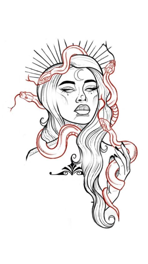 Medusa Outline Tattoo, Medusa Tattoo Outline, Medusa Outline, Medusa Art, Outline Tattoo, Medusa Tattoo, Cute Tattoos For Women, Arm Tattoos, Tattoo Outline