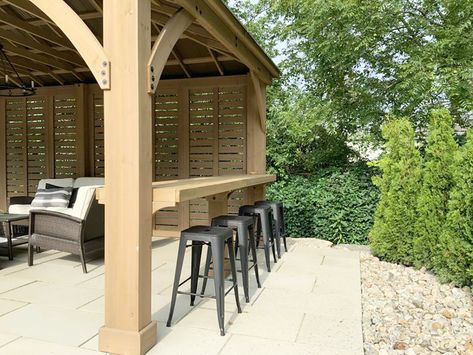 Freestanding Gazebo Patio, Bar In Gazebo, Patios With Gazebos Backyard Ideas, Gazebo With Kitchen Ideas, Gazebo With Bar Counter, Large Gazebo Ideas, Gazebo On Concrete Patio, Outdoor Pavillion Design, Gazebo Base Ideas