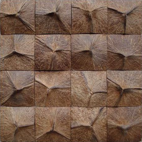 Coconut Shell Mosaic Interior Design Degree, Coconut Shell Crafts, Shell Mosaic, Coconut Wood, Tiki Hut, Bamboo Fence, Wood Mosaic, Coconut Shell, Shell Crafts