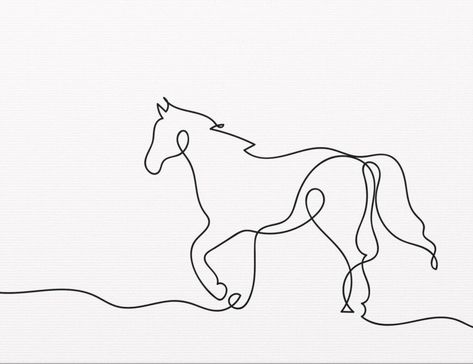 Line Drawing Horse, Minimalist Horse Drawing, One Line Horse Tattoo, Horse Line Drawing Simple, Horse Continuous Line Drawing, Horse Logo, Outline Art, Minimal Tattoo, Horse Love