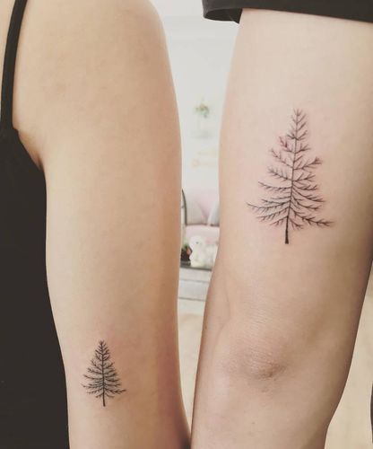 I don't necessarily want a tree, but the placement and size is nice. Tattoos On Ribs, Couple Tats, Frida Kahlo Tattoos, Him And Her Tattoos, Couple Tattoo Ideas, Unique Tattoos For Women, Couples Tattoo, Small Couple Tattoos, Full Tattoo