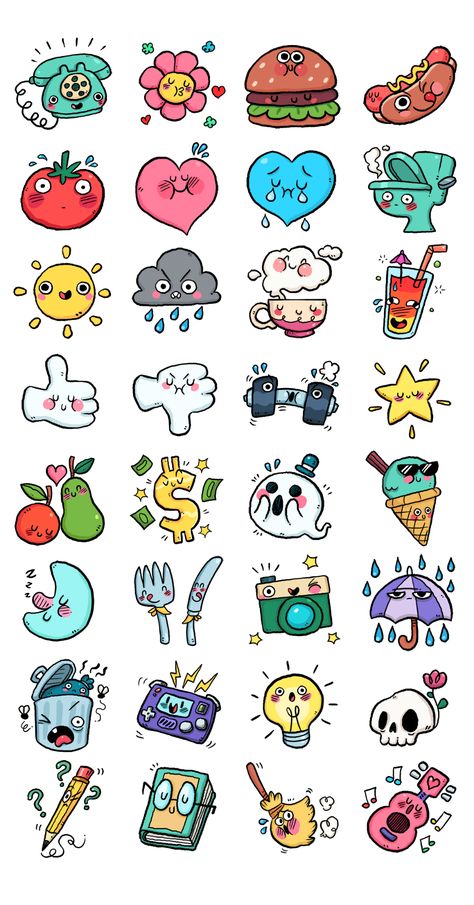 A set of cute and stoopid chat stickers for the Link app. Doodles Kawaii, Arte Doodle, Desain Quilling, Stickers Kawaii, Kawaii Doodles, Dessin Adorable, Bullet Journal Doodles, Color Pencil Drawing, Journal Doodles