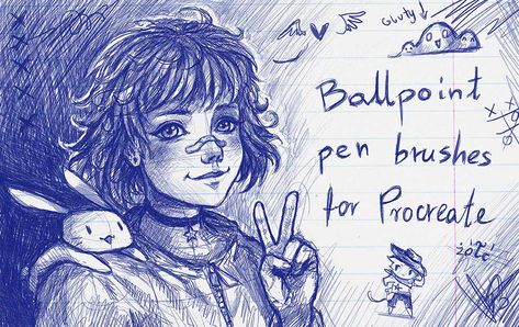 PROCREATE Ballpoint Pen Brushes [Free and Premium] - BrushWarriors Csp Brushes, Free Procreate Brushes, Procreate Tips, Procreate Ipad Tutorials, Best Procreate Brushes, Digital Brushes, Realistic Sketch, Ipad Tutorials, Illustrator Brushes