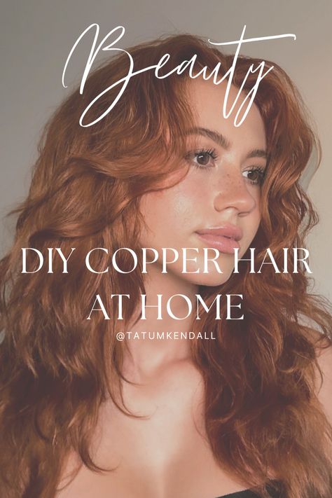 tatum kendall with copper hair in a black shirt infront of a plain white wall to show off DIY copper hair color at home Diy Ginger Hair Color, Copper Cola Hair, At Home Copper Hair Color, Ion Ginger Hair Color, Cooper Formula Hair, Diy Copper Hair Color, Ion Hair Color Formulas, Copper Brown Hair Color Formulas, Wells Copper Formulas