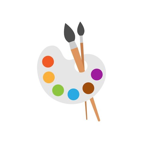 Artists palette in flat style | Premium Vector #Freepik #vector #palette #paintbrush-icon #paint-palette #art-palette Drawing Equipment, Sign Business, Brush Paint, Painters Palette, Artist Card, Background Drawing, Artist Palette, Business Concept, Download Image