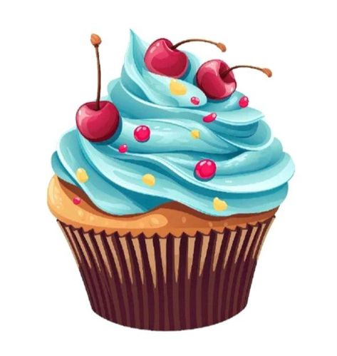 Cupcakes Art Drawing, Cute Cupcake Drawing, Cupcake Wallpaper, Cupcake With Candle Drawing, Cupcake Art Painting, Cupcake Drawing Colored Pencil, Bakery Business Cards Templates, Cupcake Vector Illustration, Cupcakes Wallpaper