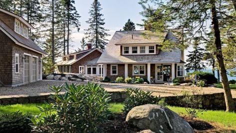 Grand View Cottage, Boothbay Harbor, Maine Coastal House Exterior, Freestanding Garage, Glass Porch, Cottage Images, Three Season Porch, Shed Dormer, Boothbay Harbor, Maine Cottage, Cottage Style House Plans