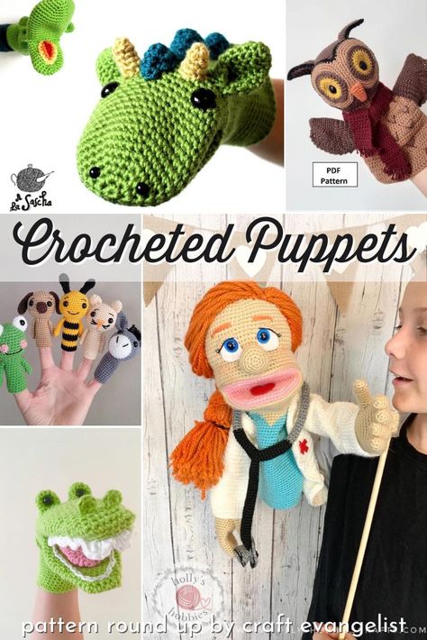 Make Your Own Crocheted Puppets! Making Puppets, Etsy Knitting Patterns, Easy Beginner Crochet Patterns, Custom Puppets, Crochet Stocking, Puppets For Kids, Puppets Diy, Puppet Patterns, Puppet Making