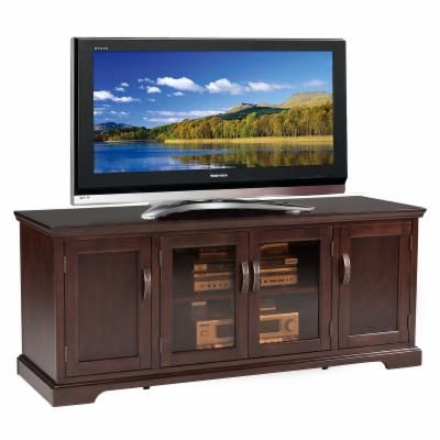 Leick Home Riley Holliday 60 in. TV Stand - Chocolate Cherry & Bronze Glass | Hayneedle Wall Tv Stand, 60 Tv Stand, Gaming Equipment, Functional Tv Stand, Glass Tv Stand, Console Tv, Corner Tv Stand, Television Stands, Mission Oak