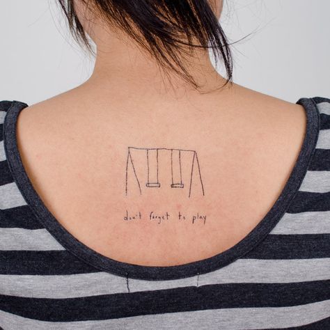 Playful tattoo Childish Tattoo Ideas, Swing Tattoo, Marc Johns, Sick Tattoo, Temp Tattoo, Poke Tattoo, Lip Tattoos, Funny Tattoos, Body Modifications