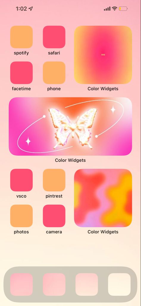 Pink Ios16 Homescreen, Aura Ios 16 Homescreen, Ios Home Screen Layout Pink, Yellow Iphone Layout Homescreen, Aura Ios Layout, Aura Themed Homescreen, Ios 16 Wallpaper Yellow, Pink And Yellow Aura Wallpaper, Pink And Yellow Wallpaper Iphone