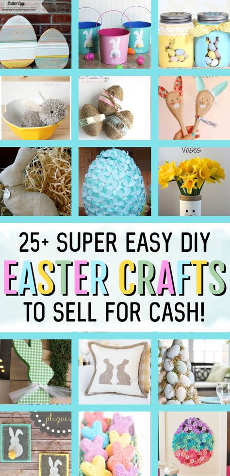 DIY EASTER CRAFTS TO SELL- Looking for ways to make some extra cash this Easter holiday? Sell these easy crafts at craft sales or on Etsy. Or keep them for gifts or diy decor! Cheap dollar store ideas, mason jar crafts, reclaimed wood and more. Easter Crafts To Sell, Easter Crafts To Make, Easter Crafts Dollar Store, Diy Easter Crafts, Easter Crafts For Adults, Diy Spring Crafts, Diy Easter Gifts, Easter Craft Decorations, Easy Easter Crafts