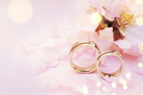 Spring background with blossom and weddi... | Premium Photo #Freepik #photo #flowers #pink #ring #sakura Wedding Ring Background, Ring Background, Pink Wedding Rings, Photo Flowers, Aesthetic Rings, Wedding Bouquets Bride, Marriage Ring, Rings Ceremony, Spring Background