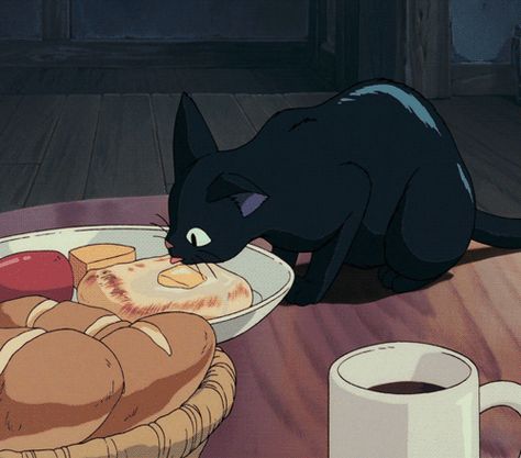 The Cat Returns, Guess The Movie, 귀여운 음식 그림, Kiki Delivery, Söt Katt, Kiki's Delivery Service, Studio Ghibli Movies, Studio Ghibli Art, A Black Cat