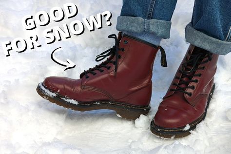 Doc Martens In Snow, Doc Martens Snow Outfit, Worn In Doc Martens, 1460 Doc Martens, Mary Jane Doc Martens, Dr Martens Outfit, Doc Martens Outfit, Urban Shoes, Snow Outfit