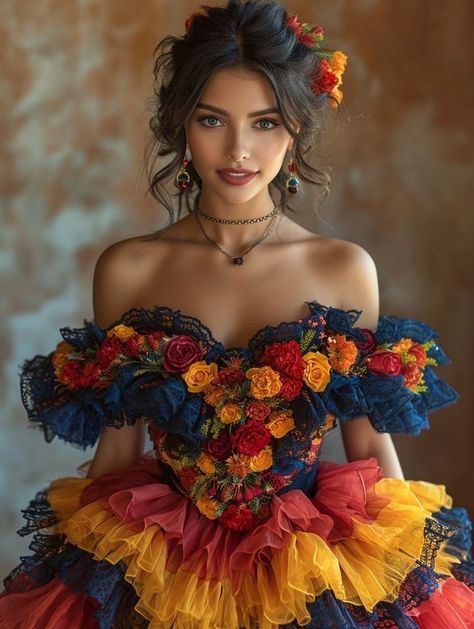 Mexican Woman Aesthetic, Mexican Clothes, Coffee Advertisement, Mexican Style Dresses, Light Brown Eyes, Women Party Ideas, Quinceañera Dresses, Traditional Mexican Dress, Mexican Fashion