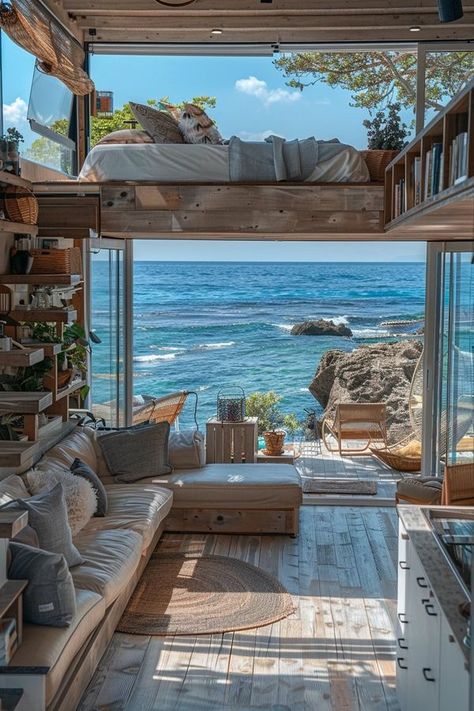 Tiny House Life Tiny Beach House, Best Tiny House, Beach Bungalows, Tiny Living, Dream House Decor, Dream Homes, Container House, House Decor, Tiny House