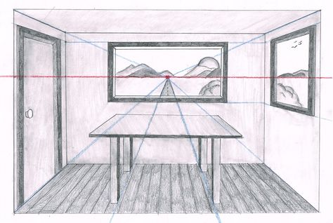 Perspective Drawing Room, One Point Perspective Room, Linear Perspective Drawing, 1 Point Perspective Drawing, Room Sketch, 2 Point Perspective Drawing, Perspective Room, Perspective Lessons, 1 Point Perspective