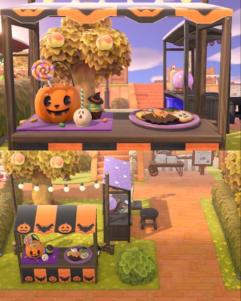 Acnh Halloween Build Ideas, Acnh Halloween Room Ideas, Acnh Halloween Stall, Halloween Acnh Ideas, Acnh Halloween Ideas, Halloween Island Acnh, Acnh Halloween Designs, Acnh Halloween Island, Acnh Apocalypse