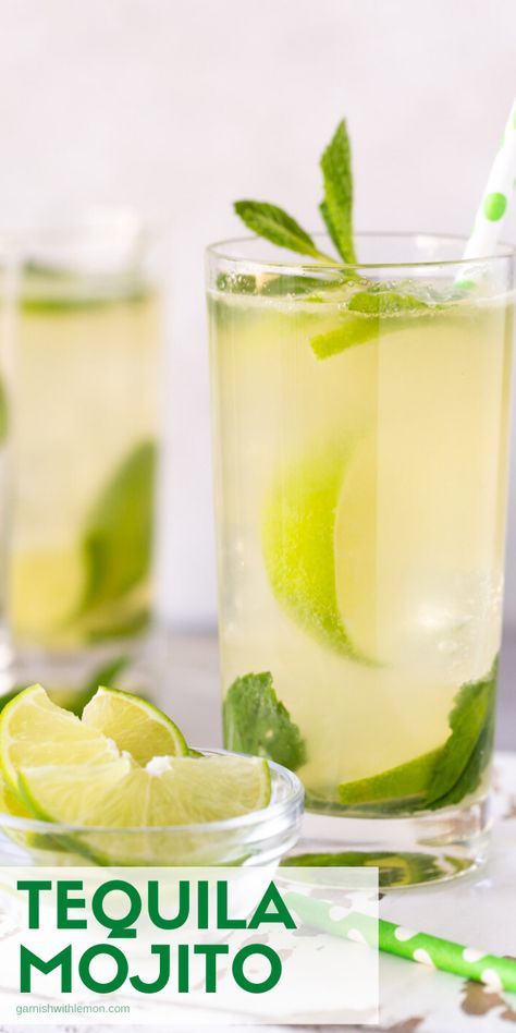 Tequila Mojito Recipe, Mojito Drinks, Tequila Mojito, Whiskey And Ginger Ale, Friday Cocktails, Tonic Cocktails, Cocktail Recipes Tequila, Moonshine Recipe, Cocktail Recipes Whiskey