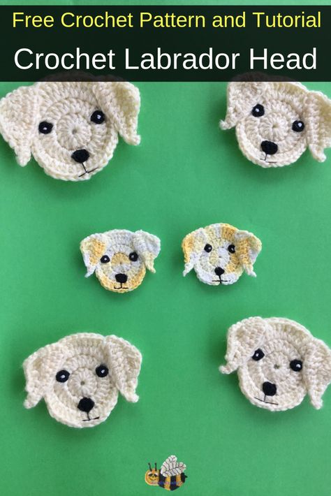 Get this free crochet pattern of a crochet Labrador head. This and many other crochet animals are available on my website, Kerri's Crochet. #FreeCrochetPatterns #CrochetLabrador #CrochetAnimals Crochet Labrador, Appliqué Work, Applique Patterns Free, Crochet Applique Patterns, Irish Crochet Flowers, Crochet Appliqué, Crochet Feather, Crochet Applique Patterns Free, Appliqué Patterns