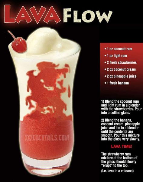 Lava Flow Drink, Krempita Recipe, Pocket Cocktails, Boozy Milkshake, Alcholic Drinks, Cocktail Drinks Alcoholic, Mixed Drinks Alcohol, Yummy Alcoholic Drinks, Liquor Drinks