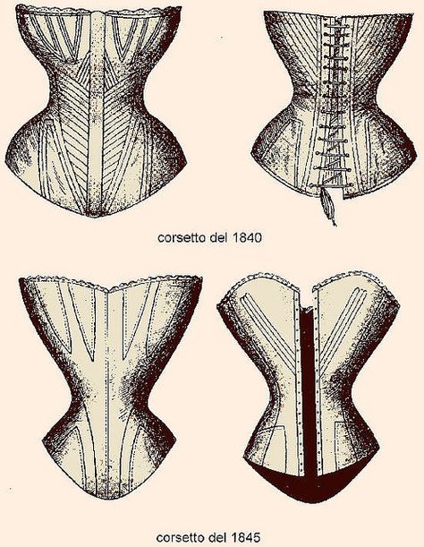 1840 corset Victorian Lingerie, Victorian Corset, Romantic Period, Victorian Costume, 19th Century Fashion, Vintage Corset, Victorian Women, Historical Dresses, Fashion Plates