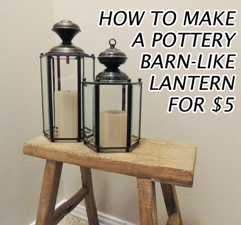 How to transform an old light fixture into a Pottery Barn-like decorative lantern. Diy Outdoor Lanterns How To Make, Diy Lantern Light Fixture, Repurposed Lanterns, Pottery Barn Lanterns, Potter Barn, Stair Chandelier, Cheap Lanterns, Diy Lantern, Lantern Diy