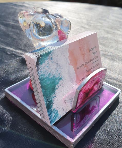 Resin Book, Resin Business, Resin Arts, Business Card Stand, Resin Crafts Tutorial, Card Stand, Visiting Card, Resin Projects, Diy Resin Crafts