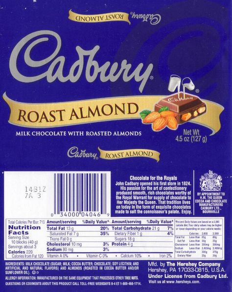 Chocolate Wrapper Design, Almond Bar, Wrapper Design, Roasted Almond, Chocolate Wrapper, Almond Bars, Cadbury Chocolate, Creative Advertising Design, Chocolate Bar Wrappers