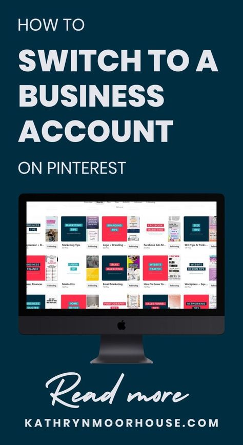 How do you switch from a personal Pinterest account to a business Pinterest account? Follow this step by step guide to quickly and easily update your Pinterest profile to get access to the business marketing features for content creators and business owners. #pinterestmarketing #pinterestaccount #business #marketingtips #businessmarketing #kathrynmoorhouse #pinteresteducation Business Marketing Design, Pinterest Tutorials, Business Pinterest, Pinterest Business, Pinterest Business Account, Using Pinterest, Online Logo Design, Pinterest Profile, Marketing Logo