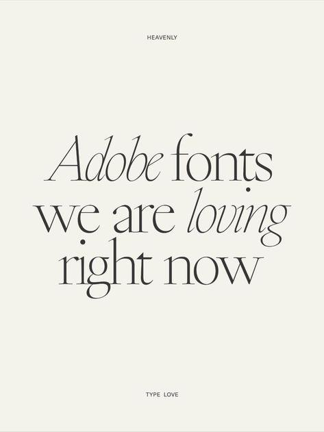 Adobe fonts we love at Studio Heavenly. Free for personal and commercial use if you have an Adobe subscription! 

Design, typography Best Serif Fonts, Font Love, Adobe Fonts, Business Fonts, Best Script Fonts, Luxury Font, Free Script Fonts, Popular Fonts, Aesthetic Fonts